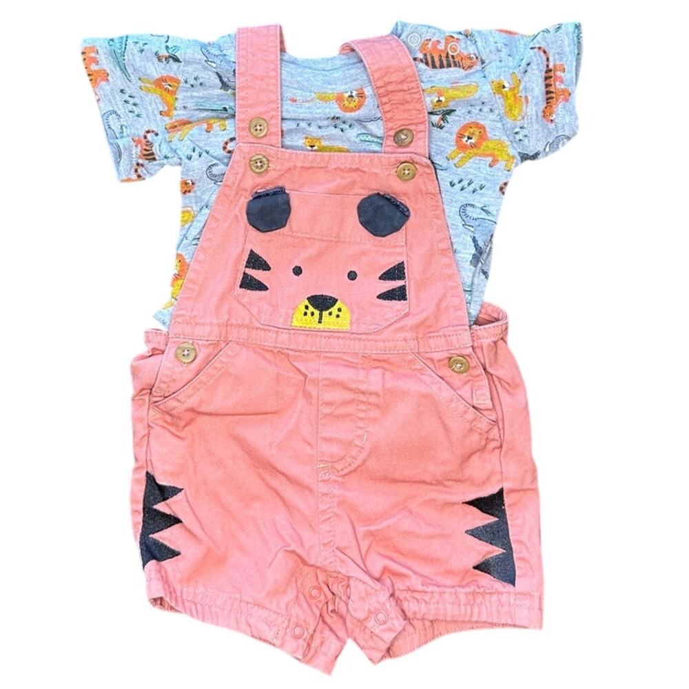 3-6M Baby Animal Overalls Outfit Set